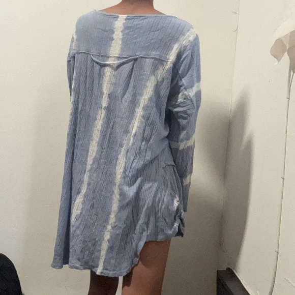 Free People Blue and White Long Sleeve Tee - Picture 3 of 5